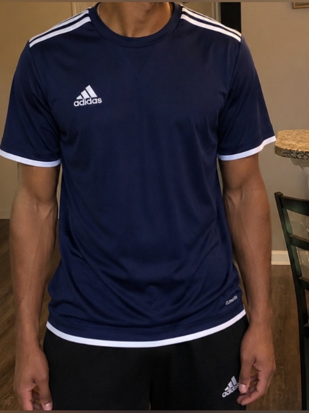 adidas Navy and White Short-Sleeve Athletic Jersey